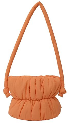 CORIOS Damen Gepolsterte Gesteppte Handtasche Daunentasche Leichte Daunen Baumwolle Tragetasche Puffer Stepptasche Puffy Hobo Geldbörse Klein Henkeltasche Schultertasche Alltag Tote Beutel Orange