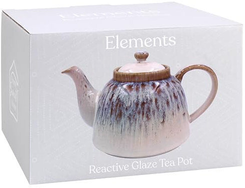 Lesser & Pavey Elements Reactive Glaze Teapot | Kitchen Accessory for Home Use | Durable Design for Everyday Tea | Stylish Teapot for Home and Office Without Strainer, Gold