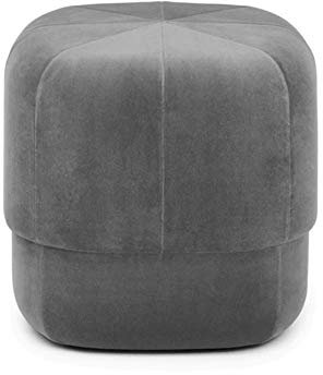Runder Ottomanhocker aus Samt, weich gepolstert, Fußhocker für Wohnzimmer, Schlafzimmer, Dunkelgrau, 40,6 x 40,6 x 45,7 cm