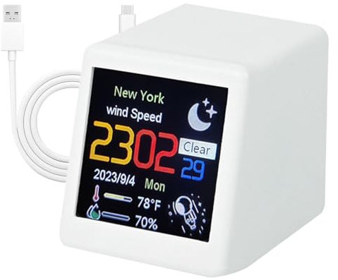 ycezw Decoración de Escritorio meteorológica Inteligente, estación meteorológica WiFi Inteligente - Estación meteorológica Digital Inteligente con Wi-Fi,Pronóstico del Tiempo con Pantalla a Color