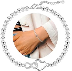 ALEXCRAFT Armband Silber 925 Damen mit Herz Armkette Schmuck Verstellbare Kette Silberarmband Valentinstag Muttertag Geburtstags Weihnachten für Sie Frauen Freundin Mama Geschenke 17+5cm