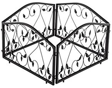 SIMAIT Lot de 4 clôtures de Jardin décoratives en Fer forgé pour extérieur, clôtures Pliantes pour Jardins, Panneaux de Bordure pour Plantes d'extérieur/barrières pour Animaux, 45,7 x 53,3 cm, Noir