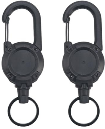 Schlüsselanhänger Ausziehbar, 2 Stücke Einziehbarer Schlüsselanhänger, Schlüsselband ausziehbar mit Stahlkordel für ID Badge Holder, Kartenhalter, Schlüsselkarten (Schwarz)