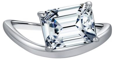 Tolldek Moissanit Diamantring Weißgold 375, Klassiker Solitärring Solitärring 9K Freundschaftsringe Verlobungsring mit Rechteckschliff Echt Gold, Gr.54 (17.2)
