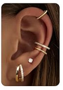 CASSIECA 5 Paar Gold Ohrringe Damen Hypoallergene Medizinische Ohrstecker Creolen Gold Ear Cuff Ohrclips Chirurgenstahl Ohrringe Set für Damen Conch Helix Tragus Piercing Ohr Schmuck