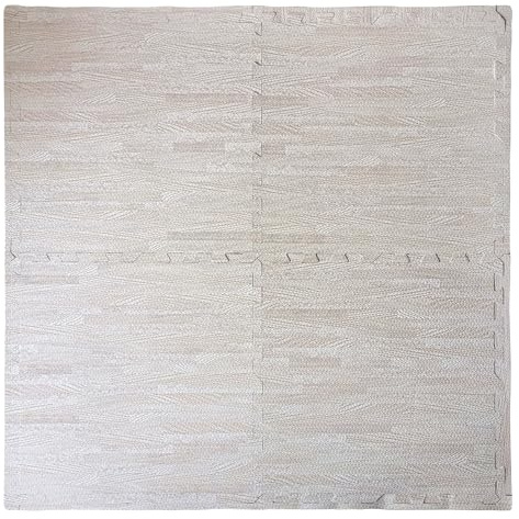 Home Hacks Mat Gym Flooring Mat 60x60cm Interlocking EVA Foam Mat Tiles for Home Fitness Interlocking Puzzle Floor Tiles Non-slip Rubber Cushion for Garage, Gym, Garden (White Oak, Pack of 16)