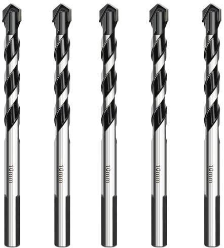 HSAWBIT 5 PACK OF - 10mm Masonry Drill Bits Set Concrete Drill Bit | Tungsten Carbide Drill Bits for Brick Walls/Glass/Plastic/Cement/Soft Tile