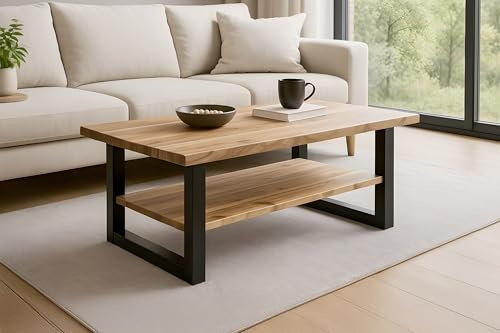 SAM Couchtisch Patrick 115x65 cm Akazie Natur lackiert U-Gestell schwarz