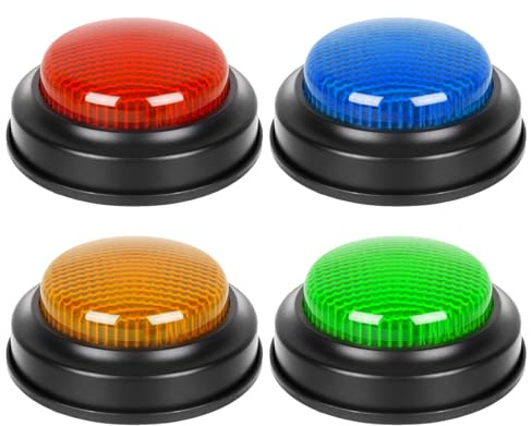 Generico Spiel-Summerknopf - 4-teilige Schnelltaste für die Spielshow - Buzzer reagiert auf Requisiten für den Familienabend, Rätsel, Abstimmung