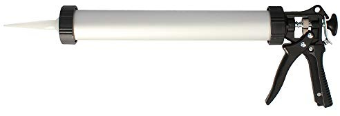 Pistola - fabricada en aluminio y acero, capacidad de 660 cc, ideal para aplicar mortero con precisión y durabilidad.