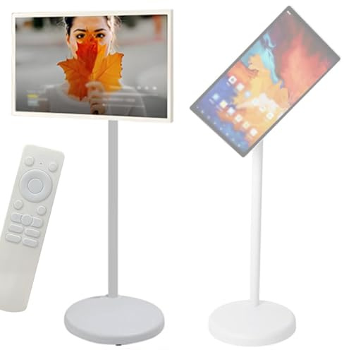 Quixnova Monitor de TV portátil de 21,5 Pulgadas con Pantalla táctil, Smart TV con Ruedas, Compatible con Google Store, rotación Completa, proyección compartida, Control Remoto 8GB+128GB