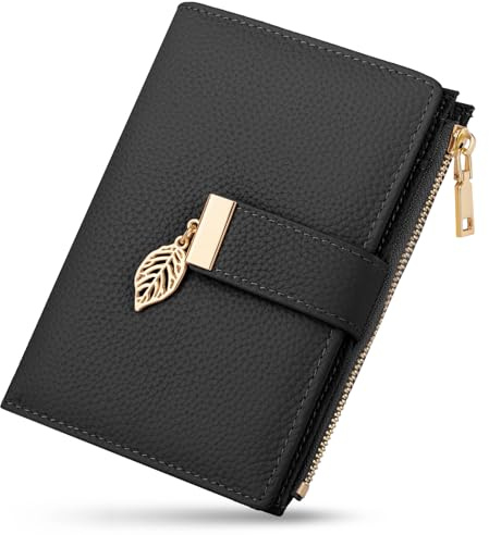 JUYANO Porte Monnaie Femme, Petit Portefeuille Femme avec Blocage RFID Protege Passeport Porte Feuilles pour Femme avec 16 Fentes pour Cartes et Pochette à Fermeture éclair