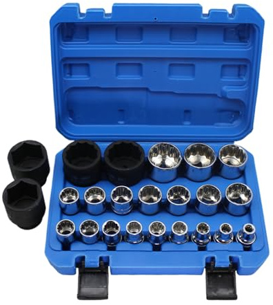 Dmuzsoih Jeu de Cliquet à Douilles, Kit de Manches à Ergots, Set Portable de 21 Cliquet Prunier pour Usage Industriel, Électrique, Automobile, Maritime, Garage, Mécanique et Construction