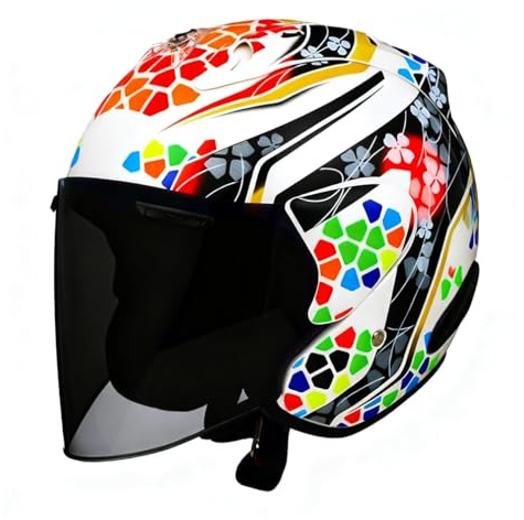 Motorrad Jethelm mit beschlagfreiem Visier für Erwachsene Leichter Offener 3/4 Helm DOT Zertifiziert für Straßenfahrten Motorradbekleidung Roller Rennen