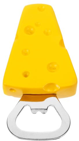 Apribottiglie a Forma di Formaggio in Metallo e Legno, Magnetico | Si Attacca al Frigorifero, Apre Birra e Bibite, Stile Cartoon Pratico, per Natale e Capodanno