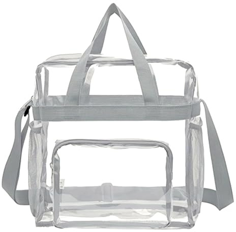 Genomskinlig Tygväska Stadium Godkänd - PVC Polyester Gym Shopping Case, Transparent Strandväska Blixtlåsfickor, Förstärkt Sömnadsgarn Hållbarhet | Rymlig Reseutrustning För Stadium Sports Festival Ga
