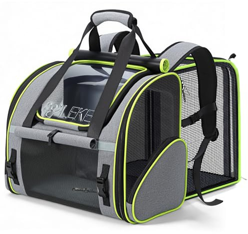 Lekesky Sac Transport Chat Petit Chien Extensible, Sac à Dos Chat Bubble avec Fenêtre en Filet, Sacs de Voyage Portable et Pliable pour Chat, Sacs Animaux Respirant et Léger, Gris