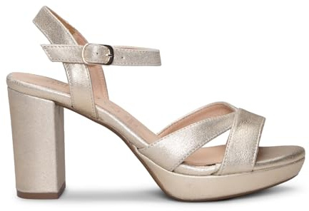 miMaO. Sandalias de Fiesta Cómodas en Piel con tacón y Plataforma. con Plantilla de Gel. Diseñado y Fabricado en España