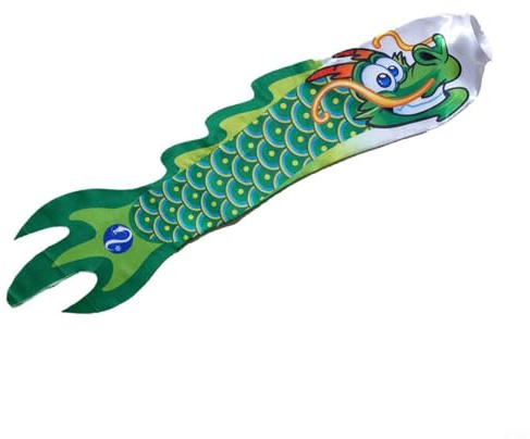Vibsky Windsack mit buntem Drachen, 70 cm, Stoff, Garten-Spinner für Hof, Terrasse, Veranda, Dekoration (grün)