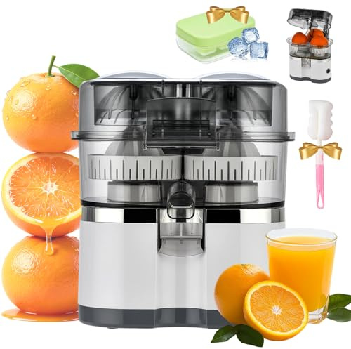 Dual-Head Automatic Citrus Juicer, 100w Electric Orange Juicer With 18000 Rpm Motor, Portable And Efficient Lemon Juicer For Citrus And Lemons, Easy To Clean (White)