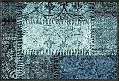 wash+dry Fußmatte, Vintage Patches türkis 50x75cm, innen und außen, waschbar