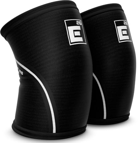 Element 26 manches de genou réversibles pour haltérophilie (vendu en tant que paire) - néoprène de 6 mm pour une compression optimale, la mobilité et la chaleur (moyen, noir réversible/rouge)