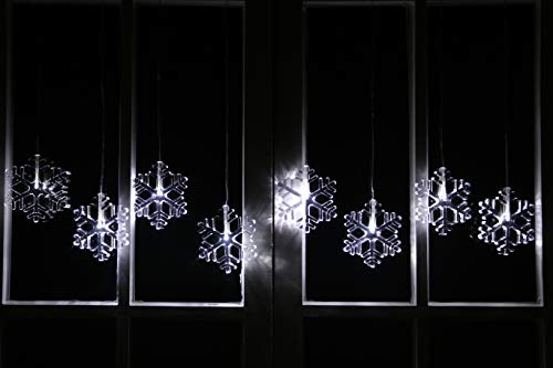 LED Acrylvorhang Schneeflocke | 8 LED | kalt-weiß | batteriebetrieben | inkl. Befestigungsmaterial | Weihnachtsdeko - Lichtervorhang