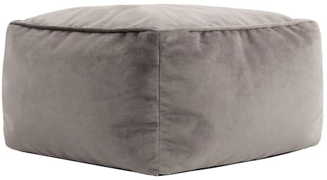 icon Amara Velvet Bean Bag Footstool, Charcoal Grey, Pouffe Footstool with Filling Included, Footrest, Bedroom, Living Room, Living Room Furniture