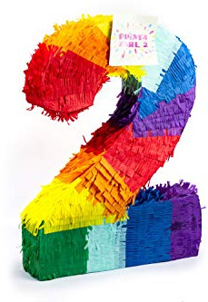 Trendario Pinata Zahl 2 - mehrfarbig - ungefüllt - Ideal zum Befüllen mit Süßigkeiten und Geschenken - Piñata für Kindergeburtstag Spiel, Geschenkidee, Party, Hochzeit