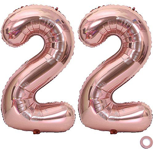 Juland Luftballon Zahl 22 Rosegold Geburtstag Folienballon Helium Folie Pinke Luftballons für Geburtstag Jubiläum 40 Zoll XXL- Riesenzahlen #22