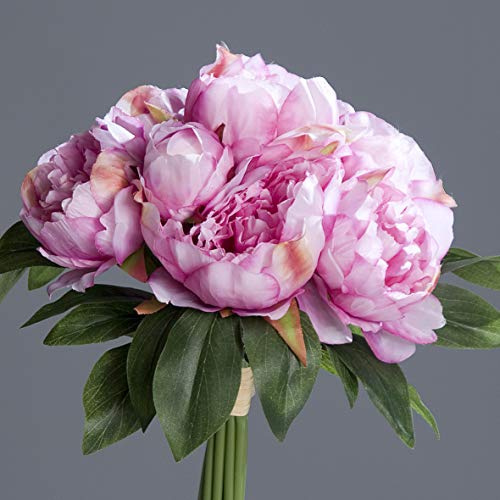 Pfingstrosenbund mit 8 Blüten 36cm Rosa-Pink DP - künstliche Pfingstrosen – Naturgetreuer Pfingstrosenstrauß aus Textilfaser – 8 einzeln verwendbare Stiele – Seidenblumen für Vase & Tischdeko – Pink