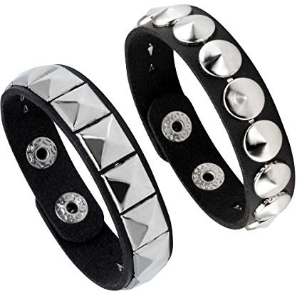 Eigso Gothic Punk Nietenarmband breites Armband PU Lederarmband für Damen und Herren Rock Biker
