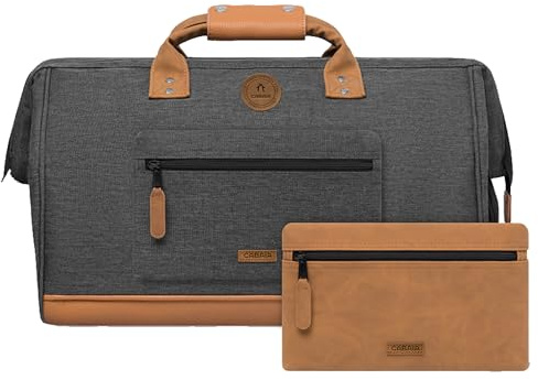 CABAIA - Sac de Voyage Duffle Adventurer Londres 40L - Compatible Bagage Cabine 45x30x29 - Déperlant & Certifié Vegan - 2 Poches - Compartiment à Chaussures - Sac Week-End, Sac de Sport - Gris