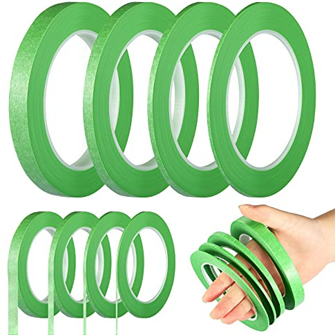 Epakh 4 Pack Painters Tape, Pinstripe Masking Tapes in 1/16, 1/8, 1/4 and 1/2 Inch Wide Suitable for Multi-Surface Automotive DIY Painting Labeling Arts Crafts Car Spray General Purpose(Green,52 yd)