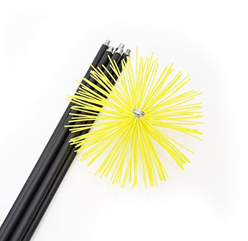 Store & Menuiserie 2.0 - Kit de ramonage conduits & tuyaux gainés 7 mètres - Hérisson synthétique Nylon flexible ø 250 mm - 5 cannes de 1.4m - Nettoyage cheminées, poêles, chaudières et canalisations