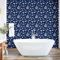 Ambesonne Navy Blue Peel & Stick Wallpaper Home, Sailboat Vertical Stripe Pattern Anchor Fishes Gulls Paint Effect Nautical Theme, Self-Adhesive Living Room Kitchen, 33 cm x 180 cm, Indigo Navy Blue