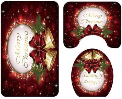 Cabilock Teiliges Weihnachts Cartoon Badteppich Set rutschfeste Toilettenmatte mit Deckel für Badezimmer Hochabsorbierend und Pflegeleicht für Zuhause und Hotels