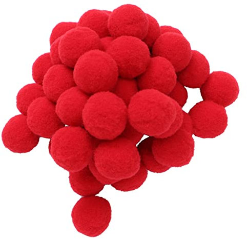 Ciieeo Plüschbälle 30mm 500 Stück Elastisch Polyester Bunt Selbstgemacht Material für Basteln Mütze Schal Schmuck Kinder Kunstprojekte Zubehör für Zuhause (Rot)