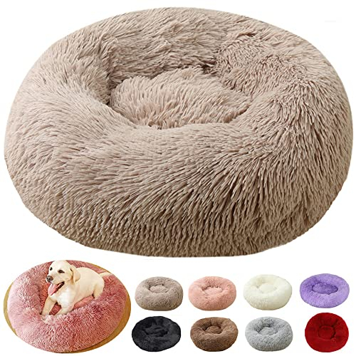 rngcpto Katzenbett Flauschig Katzenkissen Flauschig 40cm, Multi Farbe und Größen Katzenkorb Hundebett Plüsch Rund Katzenbett Hundekissen Flauschig Katzenkissen Donut Hundekörbchen (40cm, Khaki)