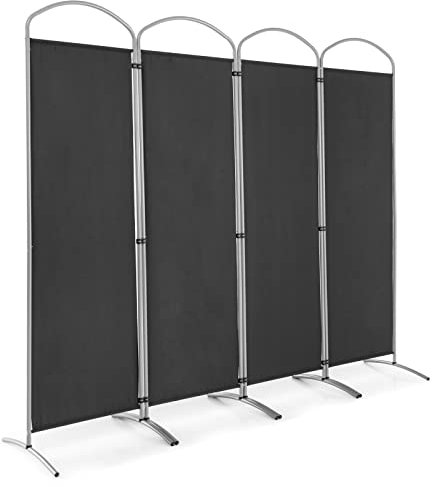 CASART 4/6 Panel Room Divider, Foldable Privacy Screen, Freestanding Partition Screens for Bedroom Living Room Office Garden (4 Panels: 221 x 188cm, Grey)
