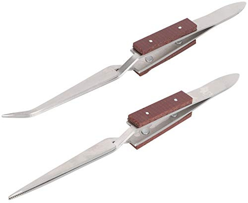Omvänd Ross Fiber Grip Set Låsning Med Metallhandtag Allmänna Hantverksverktyg Cross Lockhand-verktyg, 2st Lås Pincett Fasta Smycken Lödning Spetsad Rak Böjd Spets Hantverksverktyg