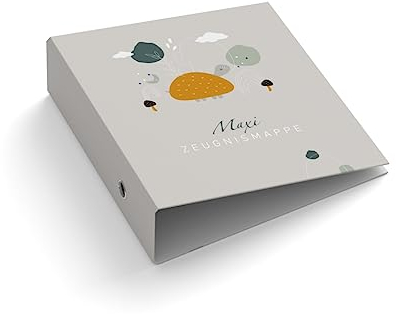 Ringordner | Ordner | mit Name + Text personalisieren | Schildkröte | Mit Griffloch | für DIN A4 | 7,4 cm breit | Zeugnis | Zeugnismappe | Schulzeit