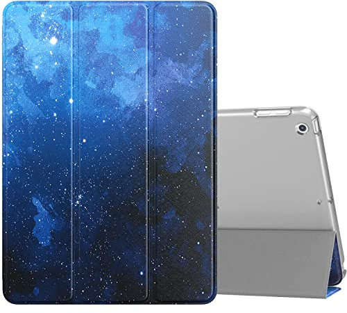 MoKo Smart hülle für iPad 5./6. Generation 9.7 Zoll 2018/2017, Blau Sterne | PU Leder Tasche Schutzhülle Schale Smart Case mit Transluzent Rücken Deckel Auto Schlaf/Wach Stanfunktion