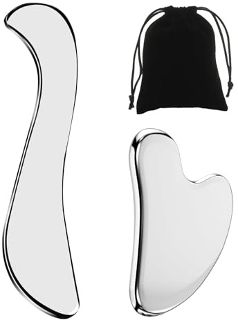 Landrain Gua Sha Stein Edelstahl, Gua Sha Schaber Faszien Tool zum Reiben