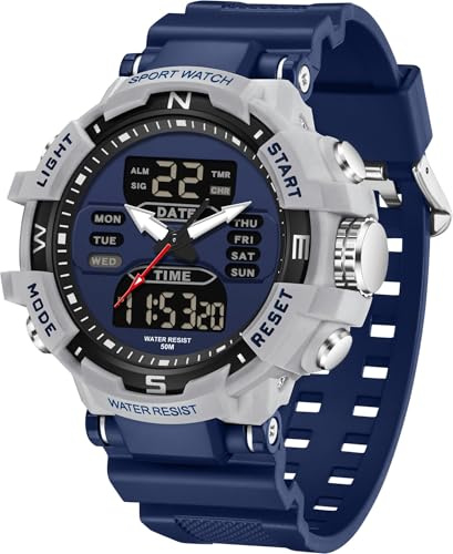 findtime Militär Uhr Herren Armbanduhr Digital Uhr 5ATM Wasserdicht Große Uhren Herren Sportuhr Outdoor Wecker Stoppuhr LED Digital Military Watches for Men Uhren Männer Jungen Coutdown 12/24H