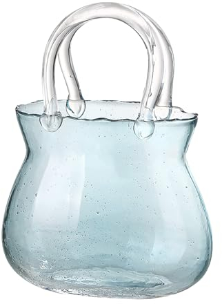 Purse Vase, Purse Vase with Fish Bowl, Clear Glass Handbag Unique Flower Vase Decorative, Glass Purse Vase for Home Décor Events Office Garden Wedding