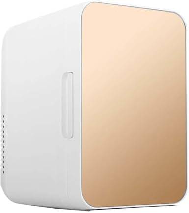 GIZNXBA Mini Frigo De Chambre Rose Mini Réfrigérateur De Chambre 6l Petit Frigo Cosmetique avec Compartiments, Réfrigérateur Compact À Une Porte pour Voiture, Soins De La Peau(Color:/Gold,Size:110V)