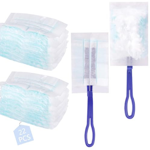 22 Stück Staubmagnet, 20 Tücher für Staubmagnet Nachfüllpack Mit 2 Handgriff, Staubwedel, Mikrofaser Staubwedel, Staubtuch Nachfüllung für Staub, Staubwischer für Haushalt, Schule, Büro