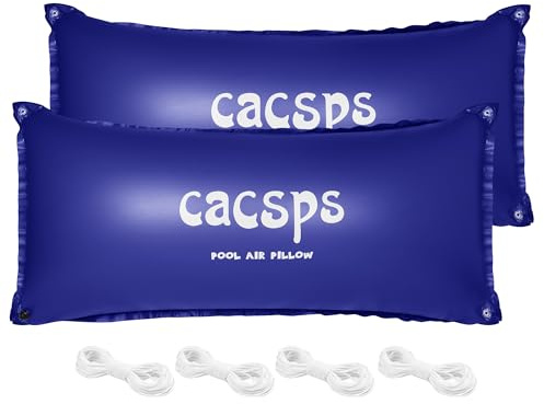 CACSPS 2 Packungen Poolkissen Winter, 120 x 240cm Ultradickes Luftkissen mit 4 Ösen Luftkissen Pool Winter Aufblasbare Winterkissen Überwinterung für Pool inkl. 2X Rollen Seil & 6X Reparaturset Blau