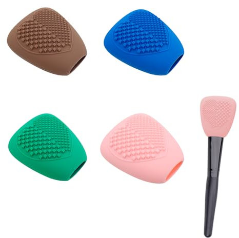 Lot de 4 Trousse Pinceaux Maquillage,Support de Pinceaux de Maquillage de Voyage en Silicone avec Tapis de Nettoyage,Protecteur de Pinceaux Réutilisable pour les Amateurs de Maquillage